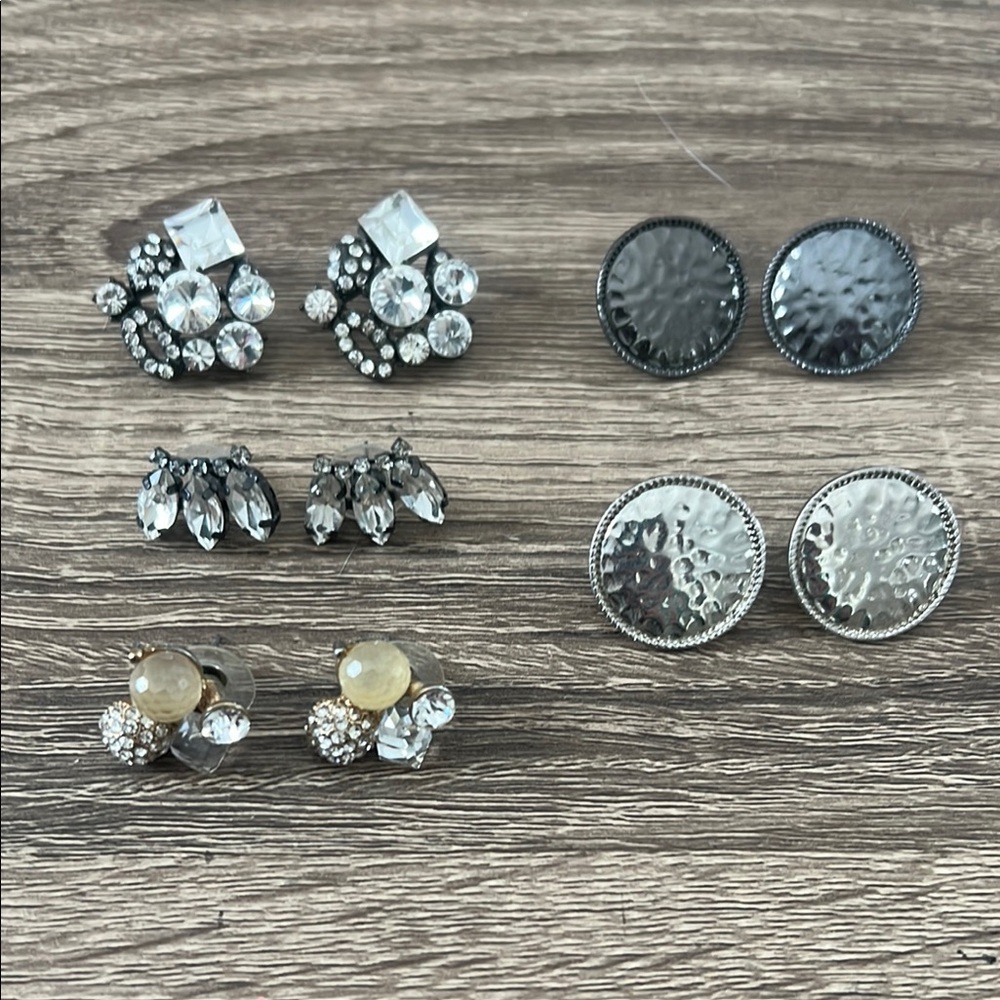 Elegant Silver and Crystal Earring Set